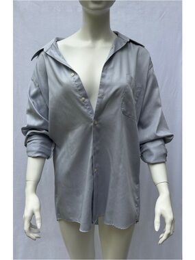🔥2for40🔥 Casual Boyfriend Shirt Light Gray Sateen Men's Button-Up Shirt